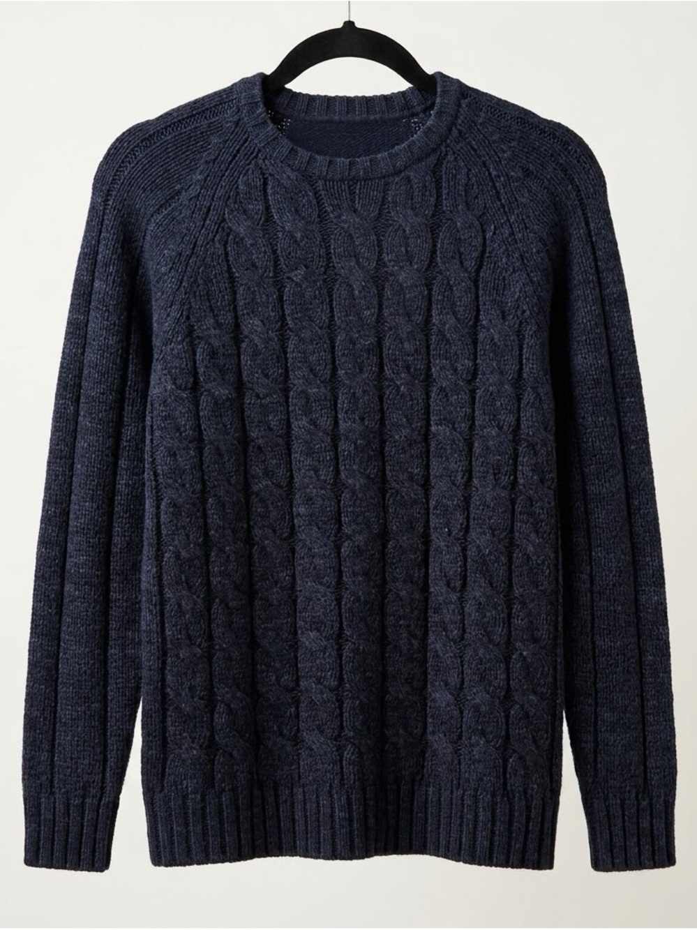 Weatherproof Men's Dark Navy Cable-Knit Crewneck Sweater